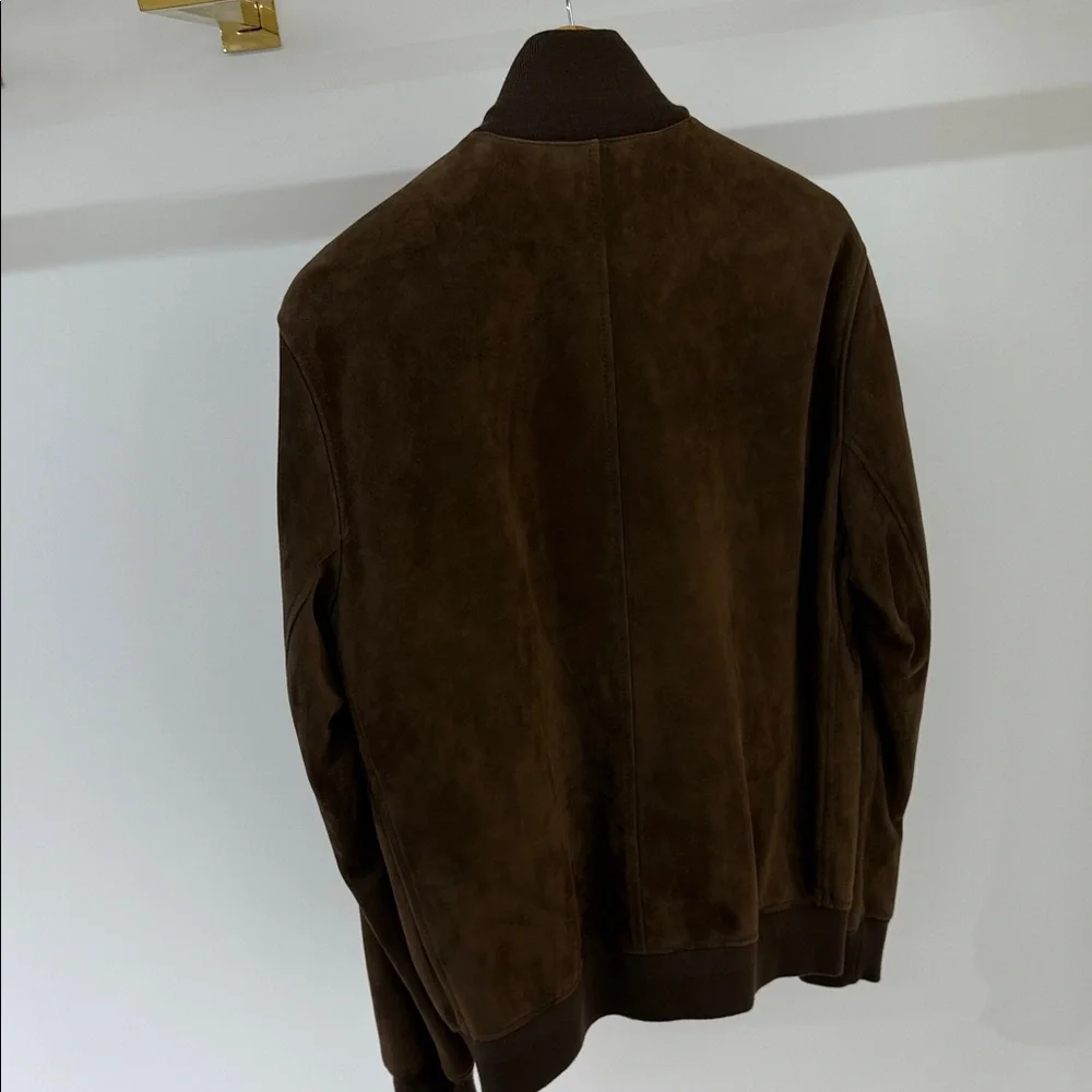 Ermenegildo Zegna Chocolate Suede Bomber Jacket - Picture 2 of 7
